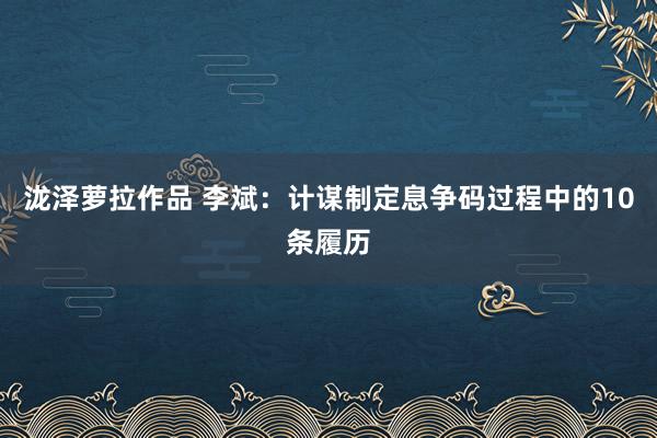 泷泽萝拉作品 李斌：计谋制定息争码过程中的10条履历