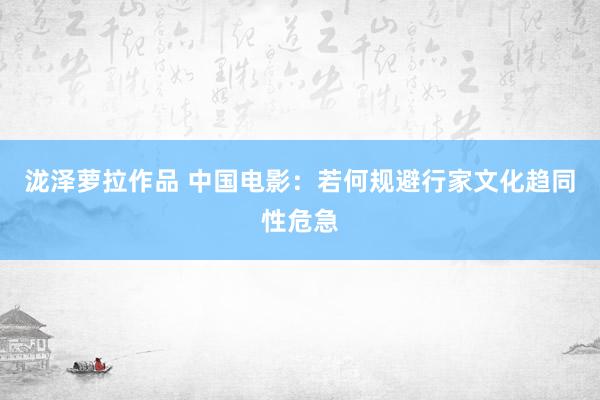 泷泽萝拉作品 中国电影：若何规避行家文化趋同性危急