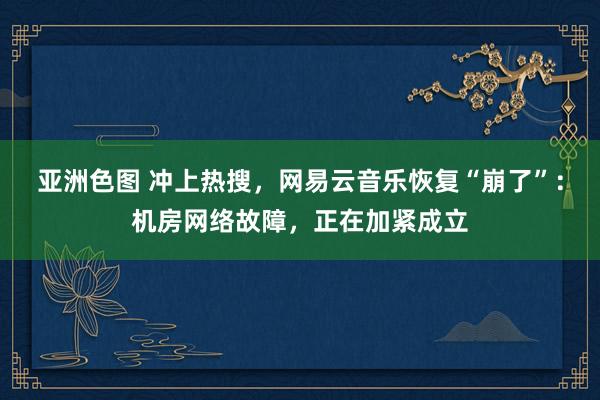 亚洲色图 冲上热搜，网易云音乐恢复“崩了”：机房网络故障，正在加紧成立