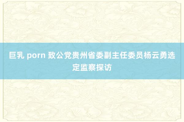 巨乳 porn 致公党贵州省委副主任委员杨云勇选定监察探访