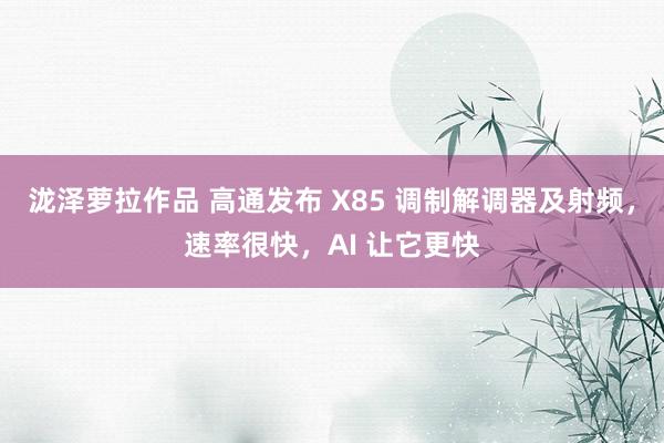 泷泽萝拉作品 高通发布 X85 调制解调器及射频，速率很快，AI 让它更快